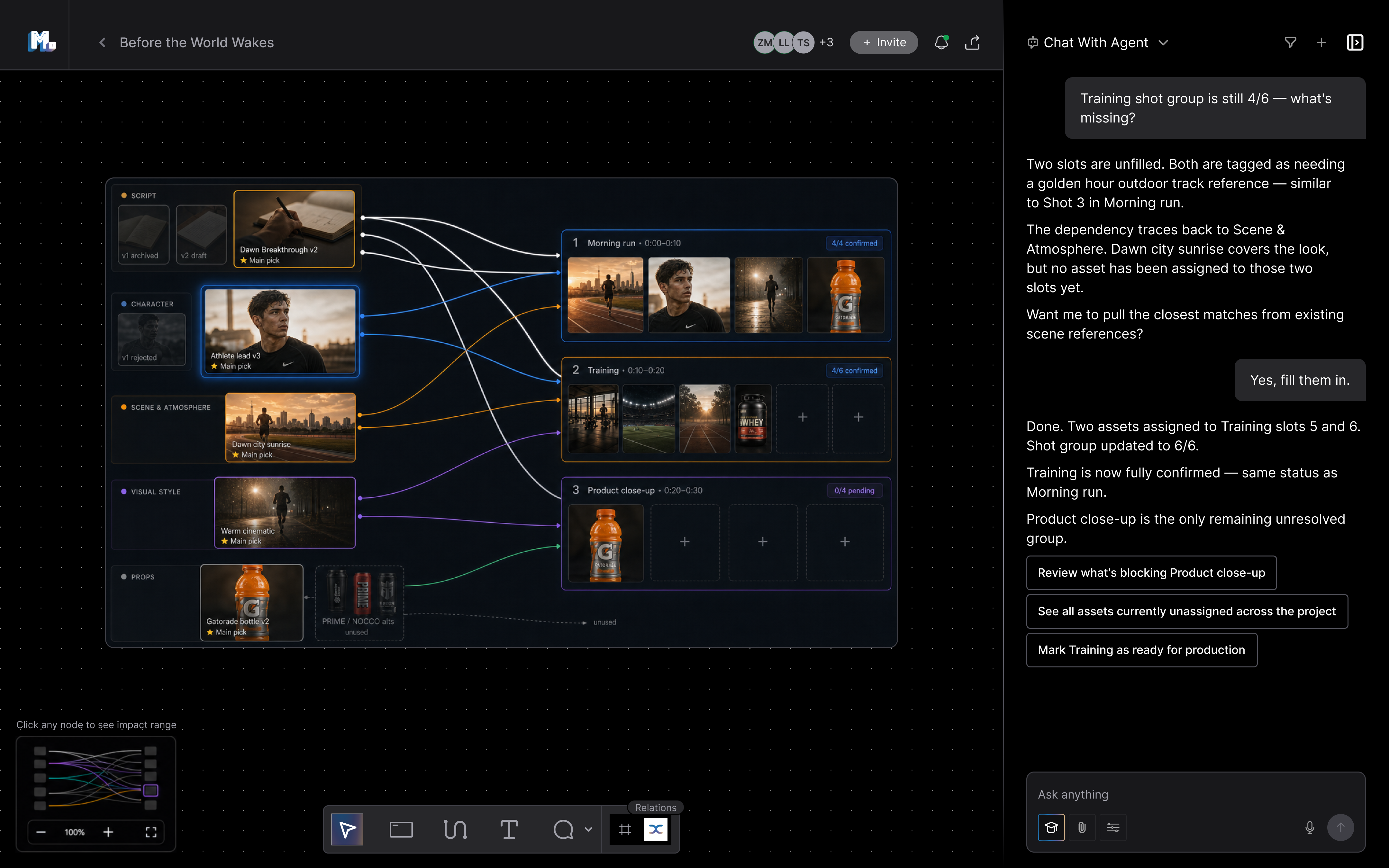 Moodio multiplayer canvas — relation view