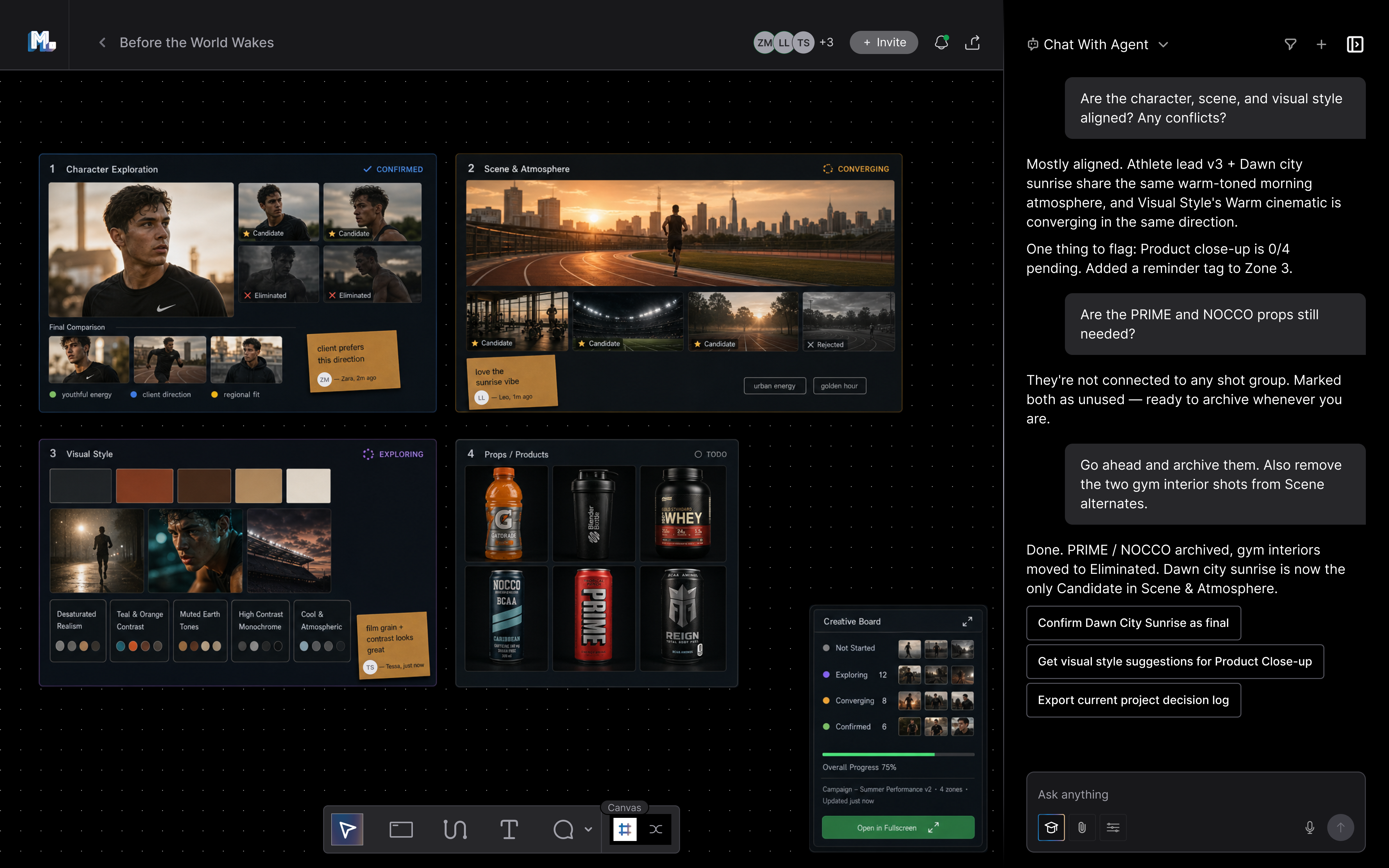 Moodio multiplayer canvas — board view